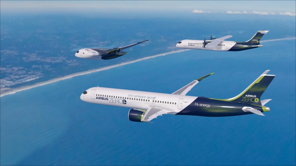 Resim.3 - Airbus tarafından hidrojen ile çalışan sıfır emisyonlu Airbus Zeroe projesi uçakları